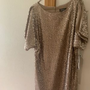 Matte gold sequin dress